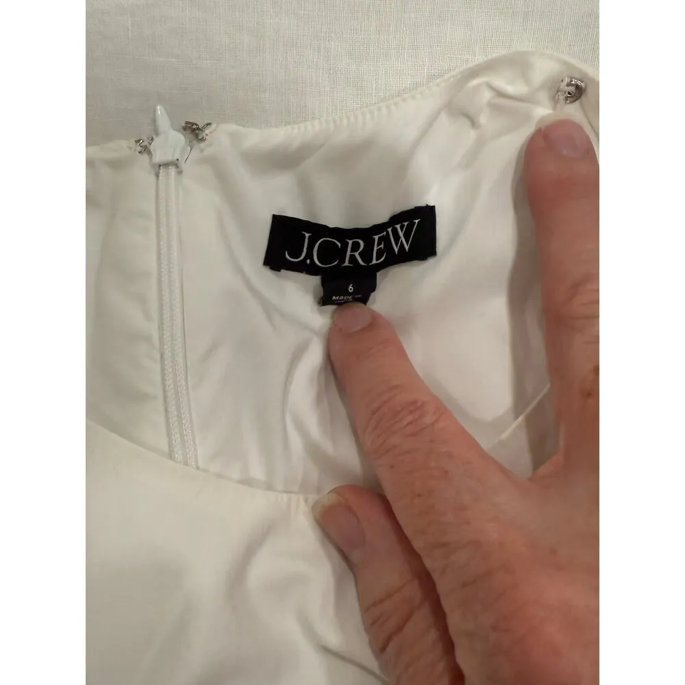 J.Crew Sleeveless Cotton Poplin Pleated Midi Dress White Dress Women's Size 6 - Image 9