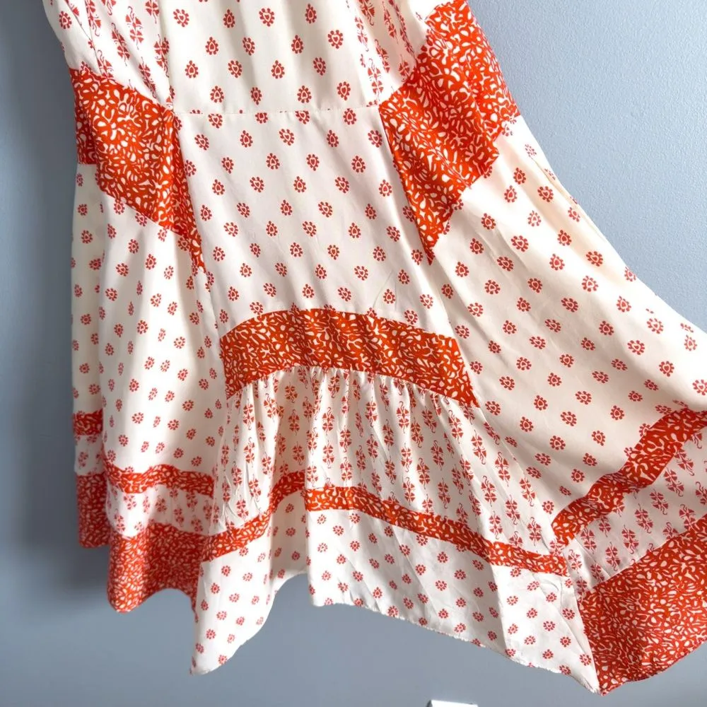 Rebecca Taylor Size 0 100% Silk Handkerchief Asymmetrical Block Print Mix Dress - Image 12