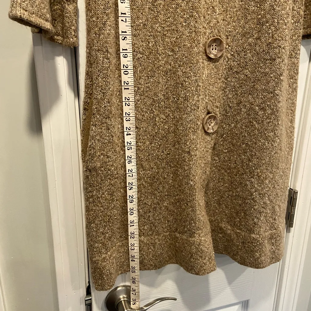 Fever Size M Brown Cardigan Sweater Coat Jacket Peter Pan Collar Big Buttons Tan Size M - Image 9