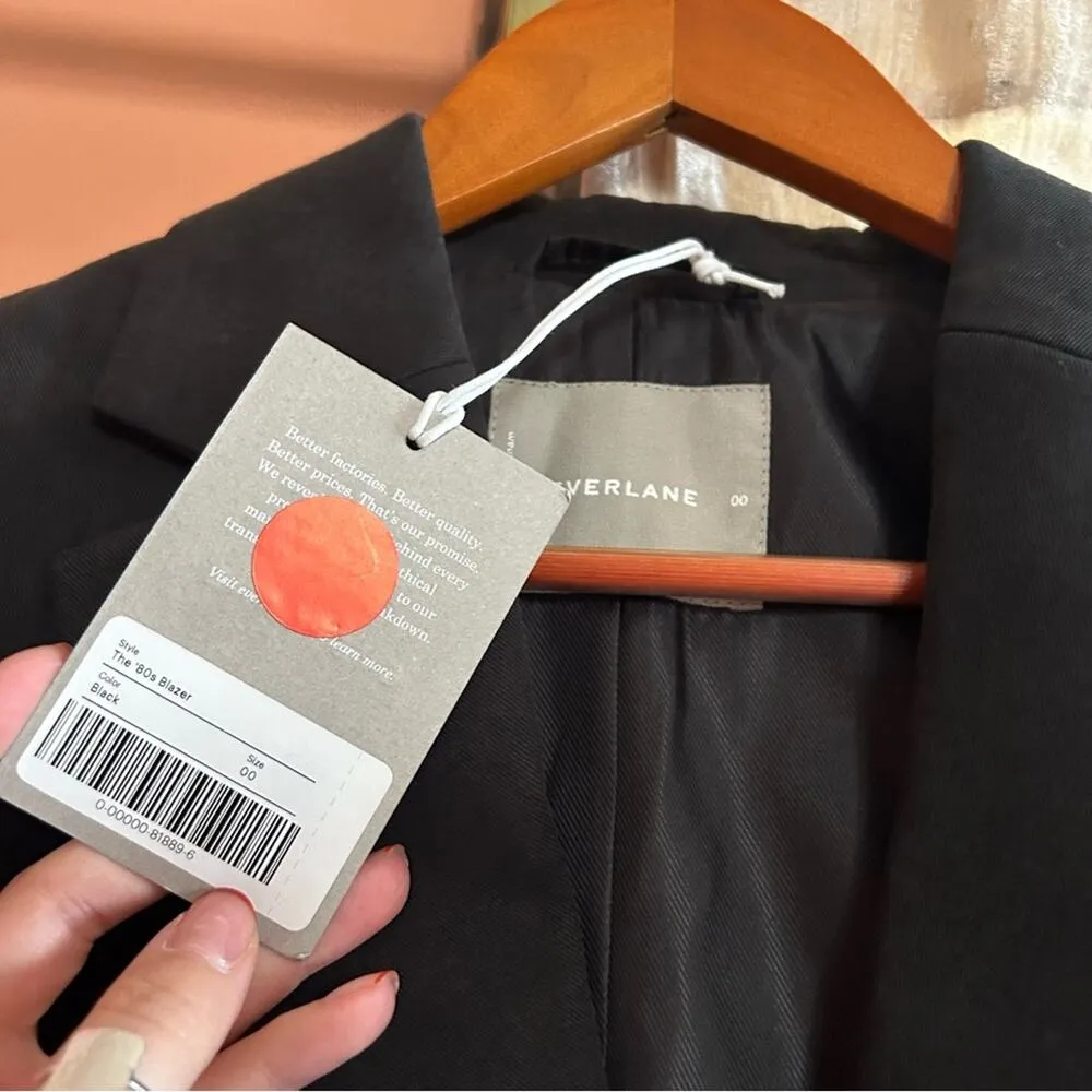 Everlane The ’80s Blazer Relaxed Structure Suit Jacket Black Three Button NWT 00 - Image 6