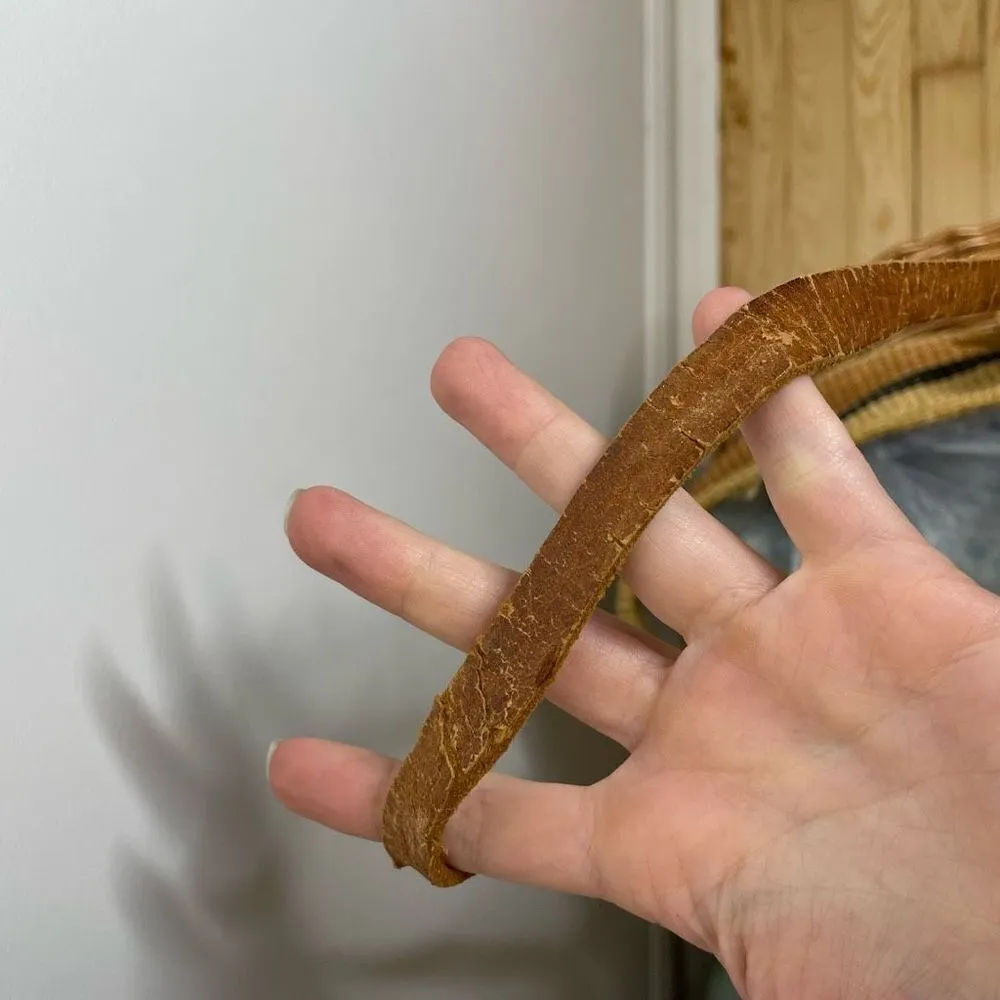 Vintage Handmade‎ Sisal Woven Leather Strap Market Tote Round Bag Tan Black Tan - Image 8