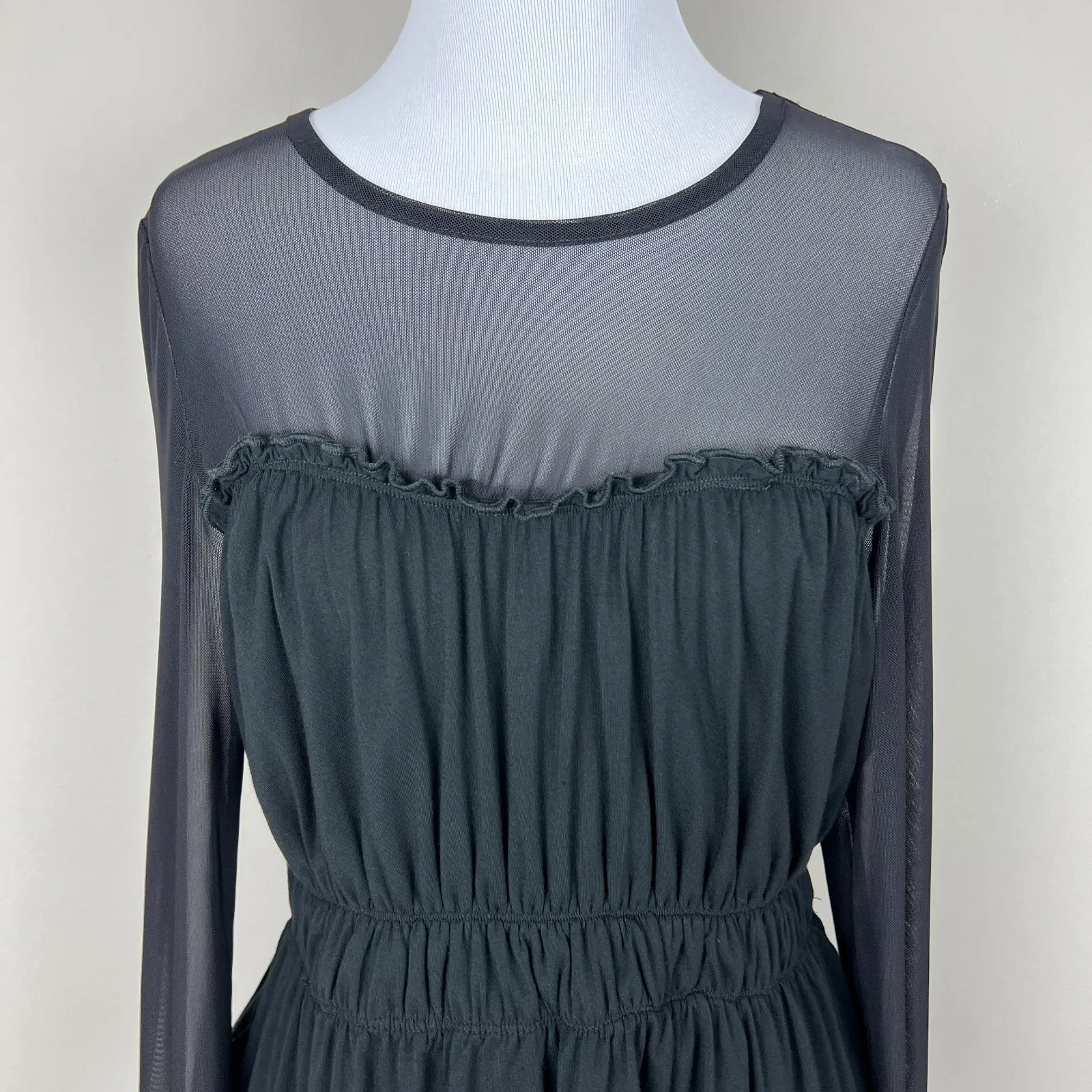 BCBGeneration Blouse Top Womens M Black Sheer Witchy‎ Gothic Whimsygoth Coquette - Image 3
