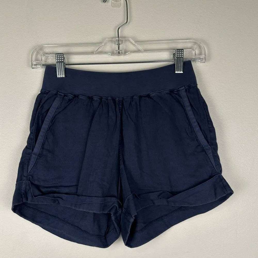 Faherty Cuffed Arlie Day Linen Shorts 3" relaxed Navy Blue Sz XS - Image 2