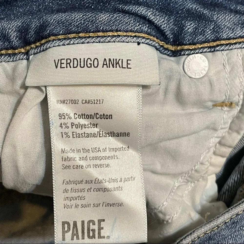 Paige Distressed/Shredded Verdugo Ankle Jeans - Image 11