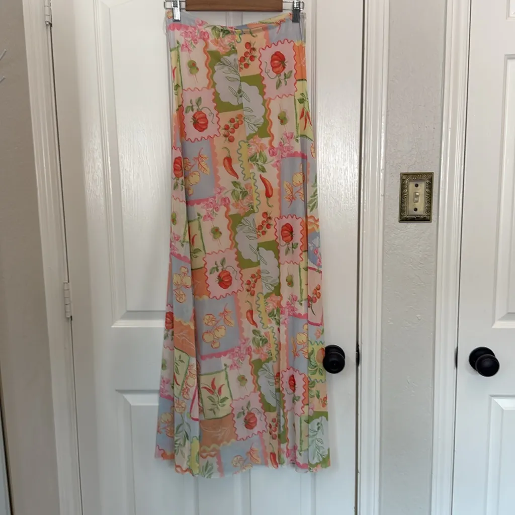 See You Monday fruit and veggie postcard print midi dress - Image 6