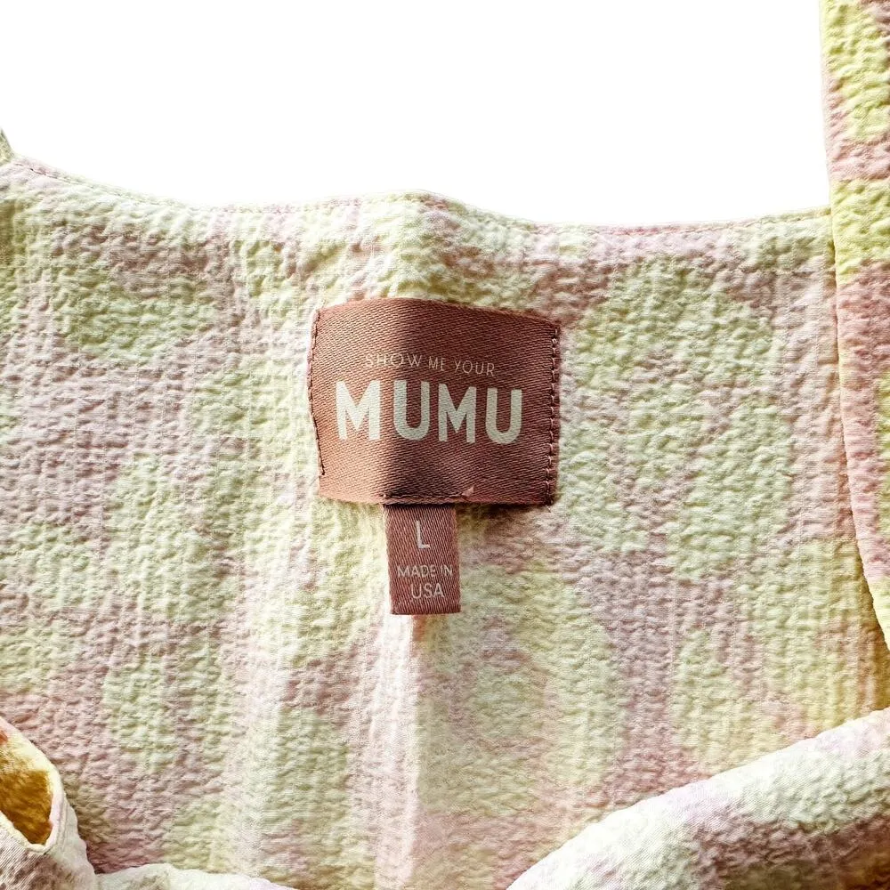 Show Me Your MuMu Tara Crop Top Lemonade Cheetah Size Large Pink Yellow - Image 4