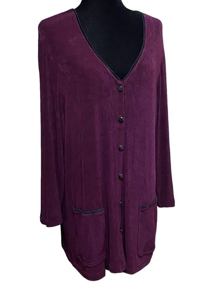 Carole Little Purple Button Cardigan Sweater 16W Lagenlook Boho Layering - Image 2