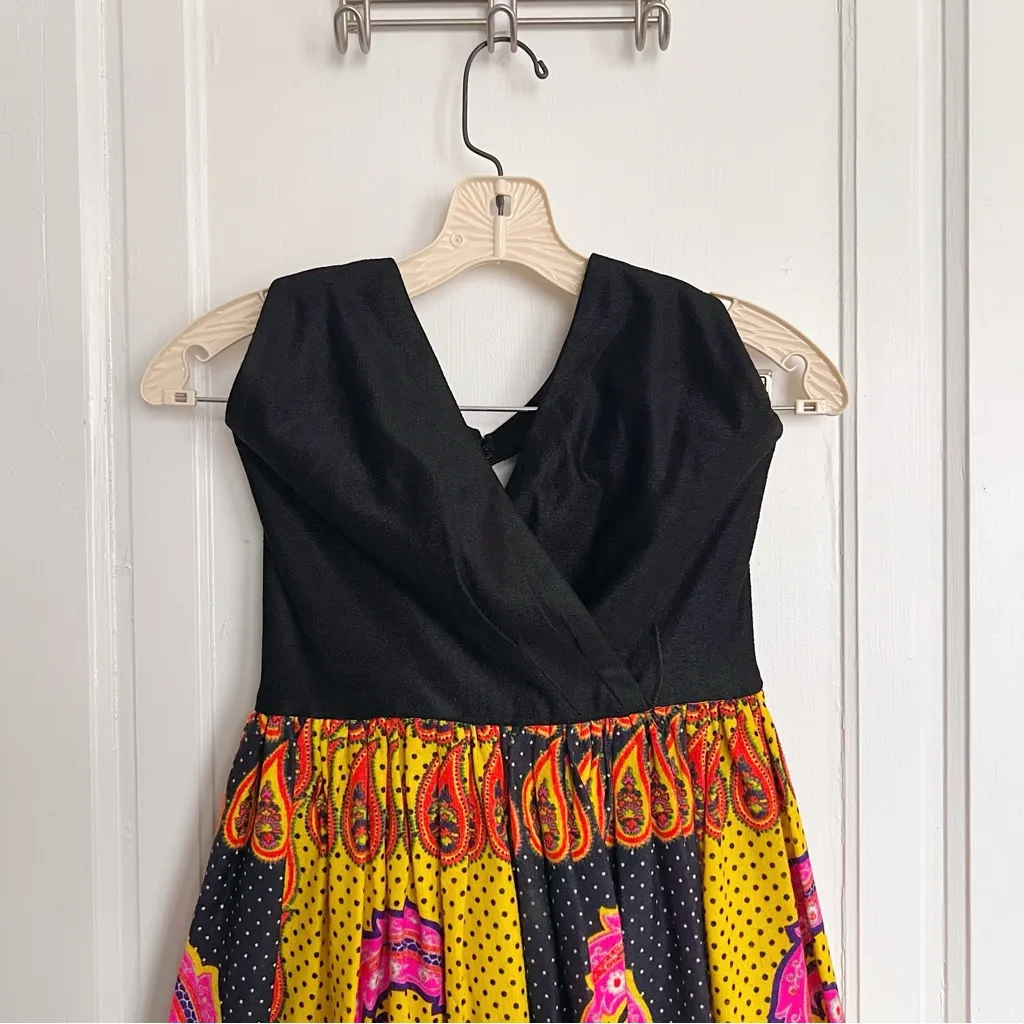 vintage • Don Jillette halter midi dress vibrant paisley psychedelic 60s 70s Black Size XS - Image 6