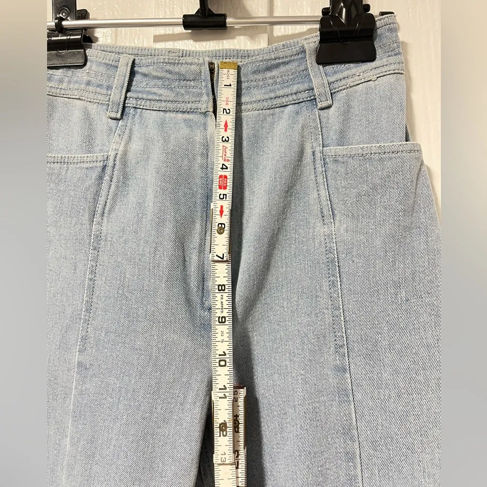 Apiece apart light wash high waisted  cropped frayed hem denim jeans - Image 8