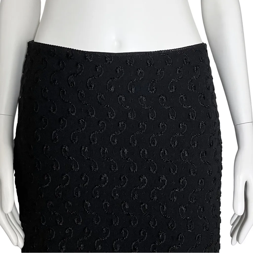 Vintage 90s Y2K Black Embroidered Forever 21 Midi Skirt Medium Whimsigoth Fairy - Image 6