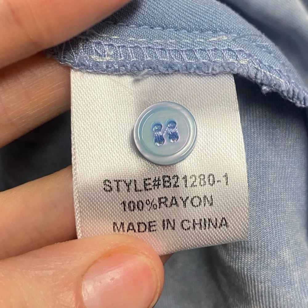 NWOT JODIFL Chambray Tiered/Ruffle Button Down Long Sleeved Dress Size Large - Image 4