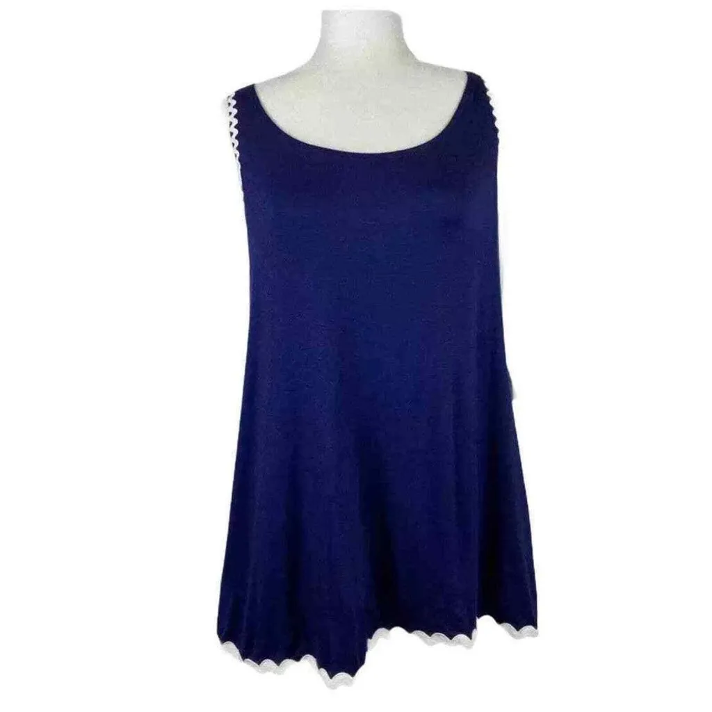 Vanity Room Sleep Dress Womens Small Navy Ric Rac Trim‎ NEW - Image 2