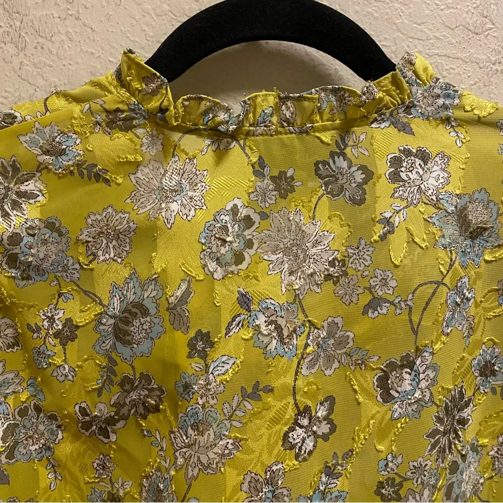 Alexis Odilo Citron Floral Wrap Ruffle Trim Blouse Size XS New With Tag - Image 10