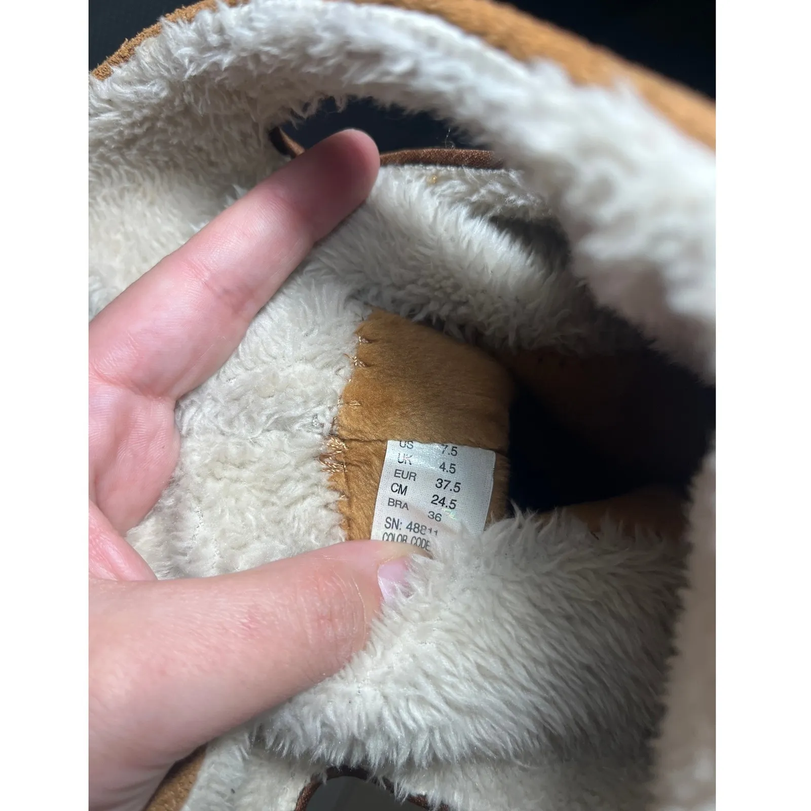 Skechers Womens Faux Shearling Lined Leather Brown Tan Winter Boots Shoes 7.5 - Image 7