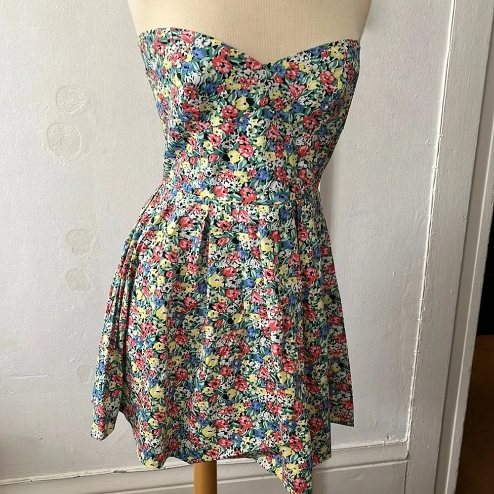 MINKPINK flirty sweetheart strapless dress size small floral fit flare flirty - Image 2