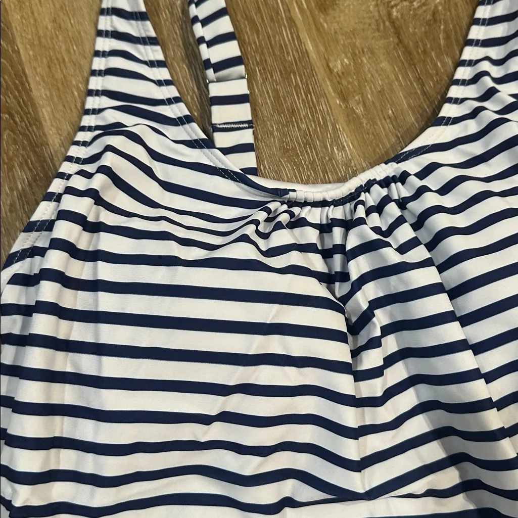 Striped Navy and White Women's Swim Set tankini - Image 2