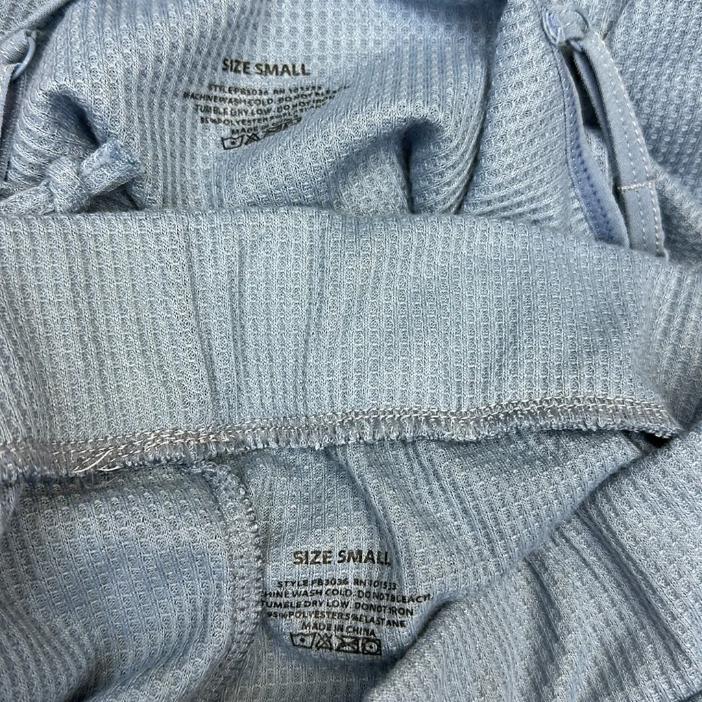 PJ Set Paris Blues Waffle Knit Adjustable Spaghetti Strap Tank and Shorts Small - Image 9