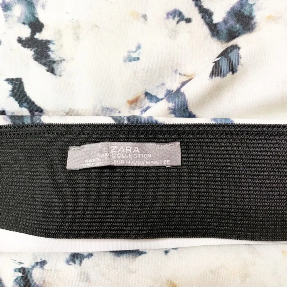ZARA Medium White, Gray Marble Print Bodycon Mini Skirt - Image 4