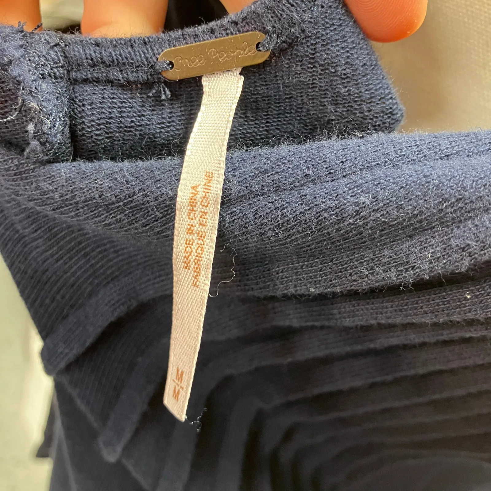 Free People Long Sleeve Cotton‎ Midi Dress Navy Womens Medium Relaxed Grunge Emo - Image 11