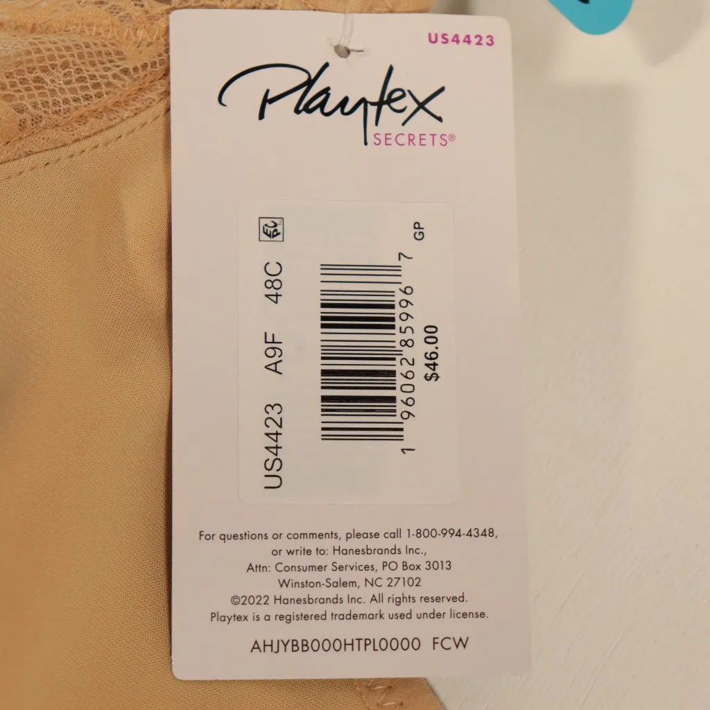 NWT Playtex Secrets Front Close Underwire Nude Bra Size 48C #US4423 - Image 3