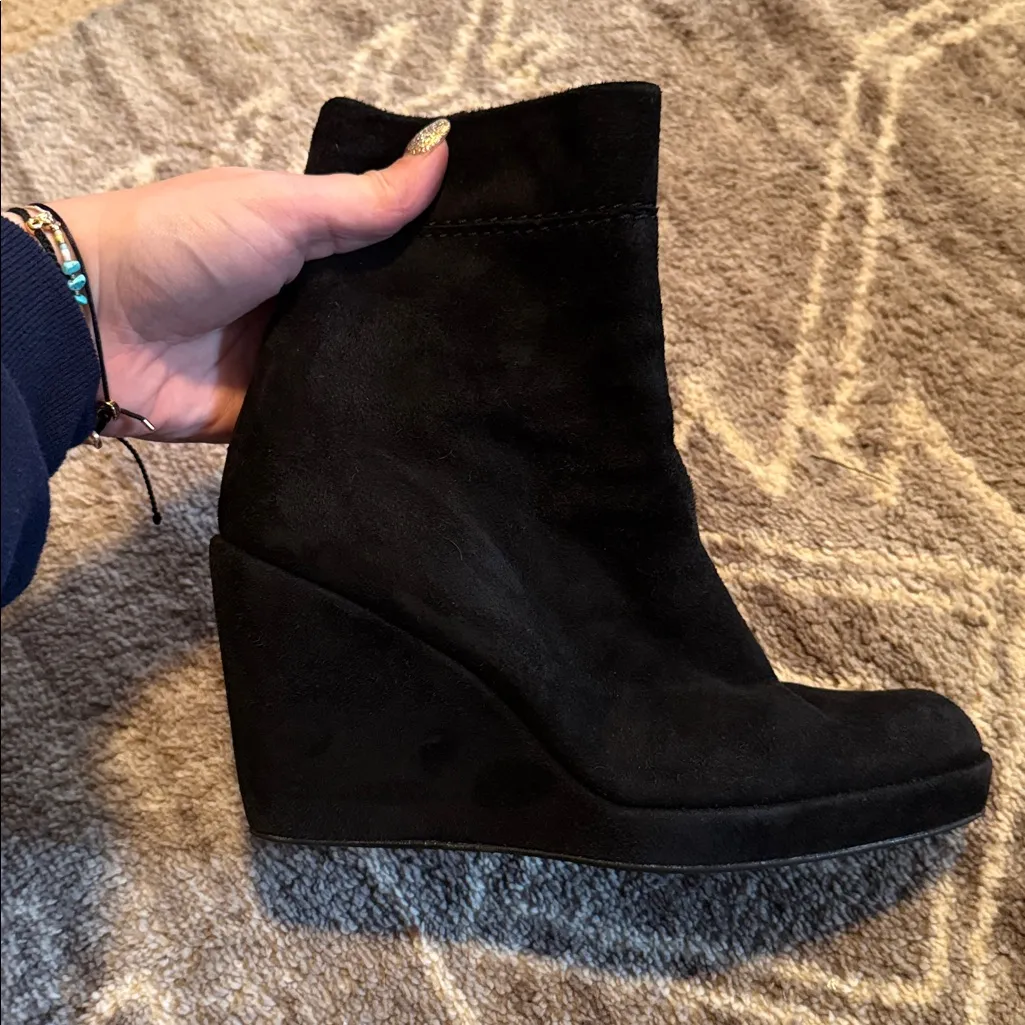 Stuart Weitzman  Suede Wedge Ankle Boots - Image 9