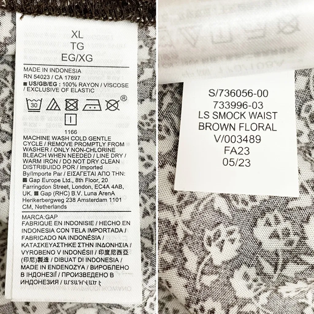 NWT GAP Maxi Dress Brown Cottage Floral Size XL V-Neck Long Sleeve Thanksgiving - Image 11