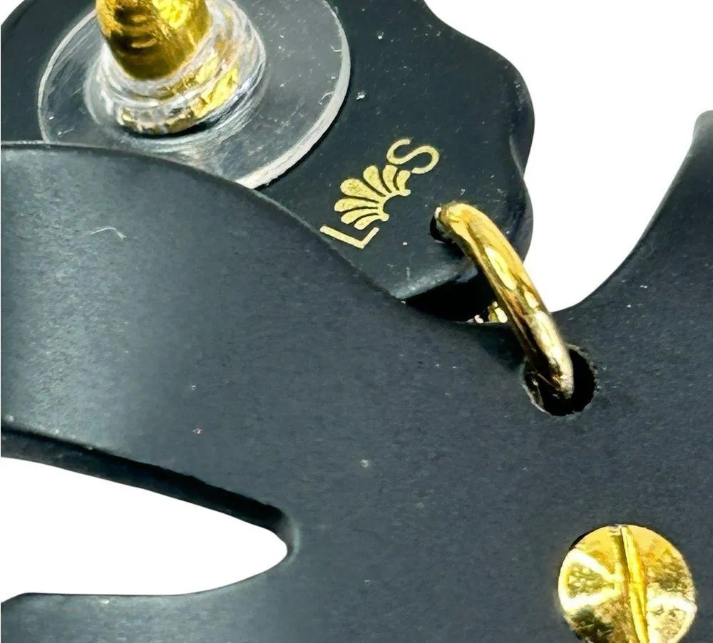 Lele Sadoughi Jet Crystal Lily Earrings Black Pierced Post Signed - Image 5