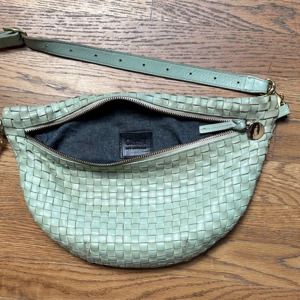 Clare V Grand Fanny Woven leather mint Green - Image 3