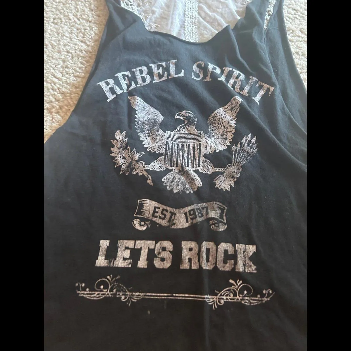 Destroyed look too shirt open side well loved Black - Image 2