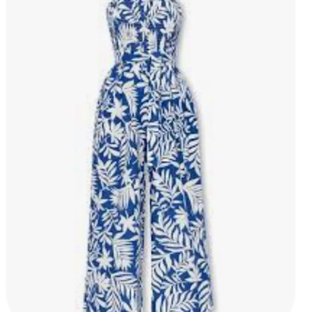 Kate Spade New York Navy White Tropical Smocked Jumpsuit MSRP 298.00 - Image 3