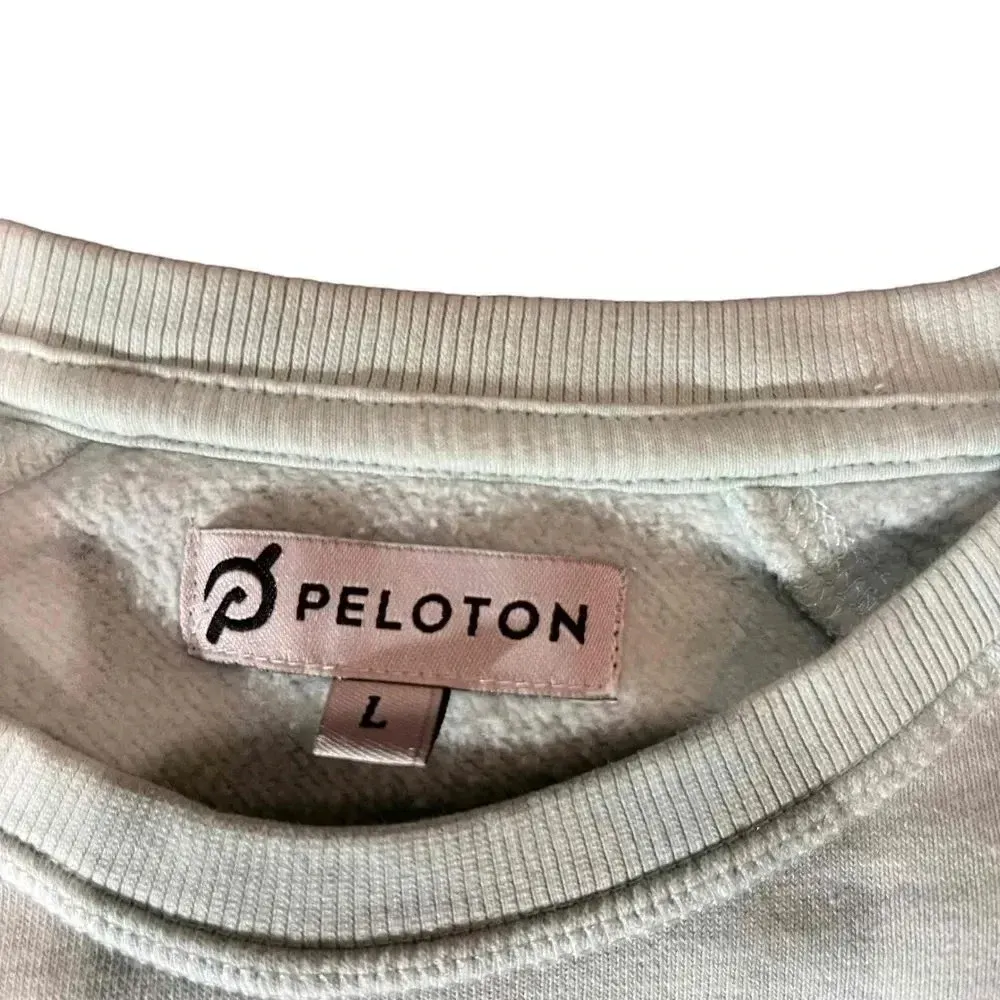 Peloton Womens Large Crew Neck Cycling Spell Out Logo Light Blue Sweatshirt - Image 3