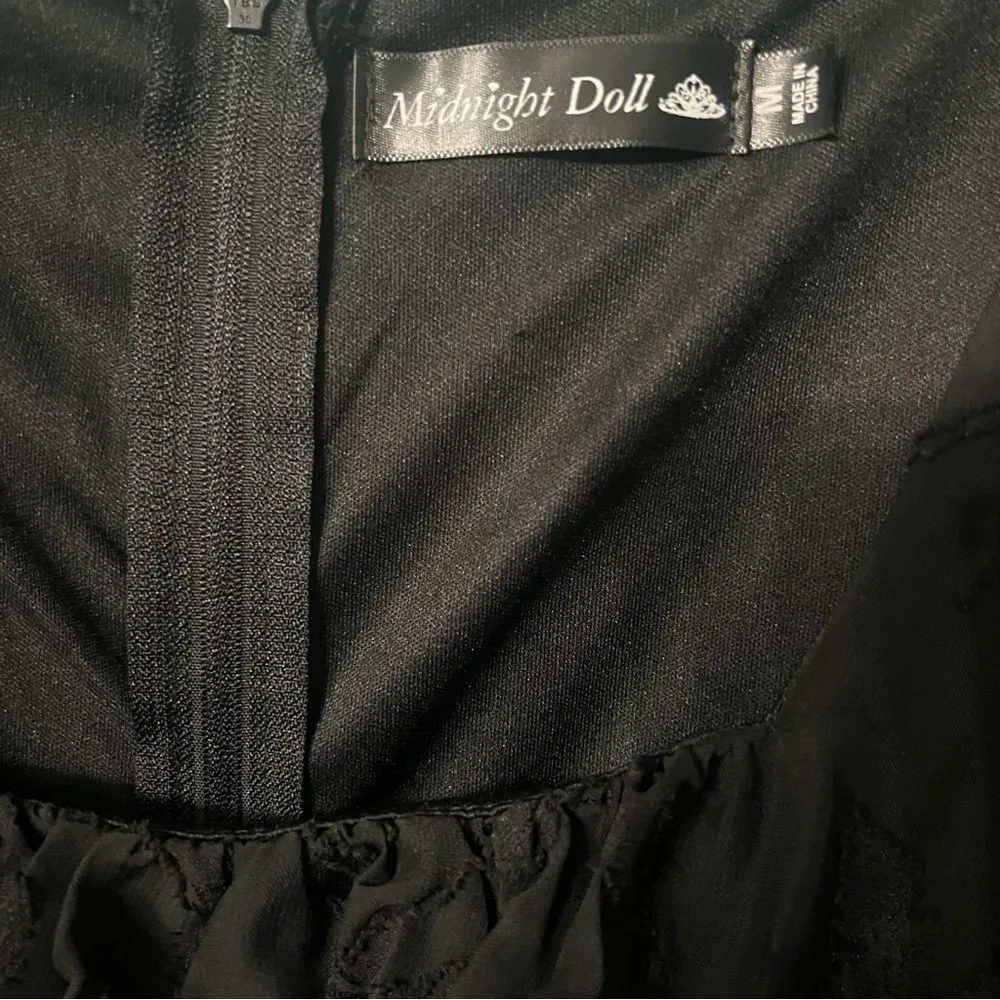 Dillard’s Black Long Sleeve Mini Short Jacquard Smock Dress Size Medium - Image 6