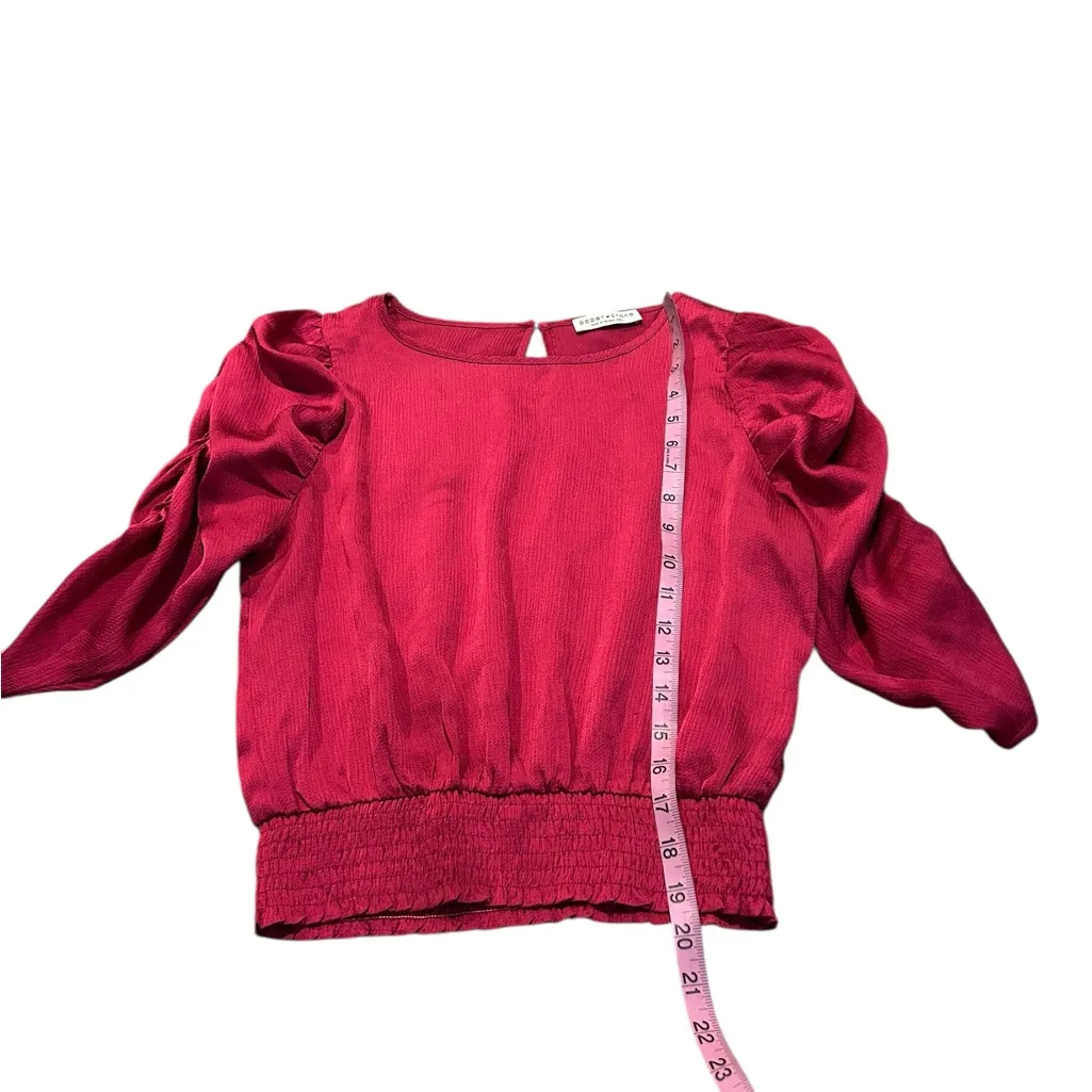 PAPER CRANE cropped sleeve smocked waist blouse - Image 2