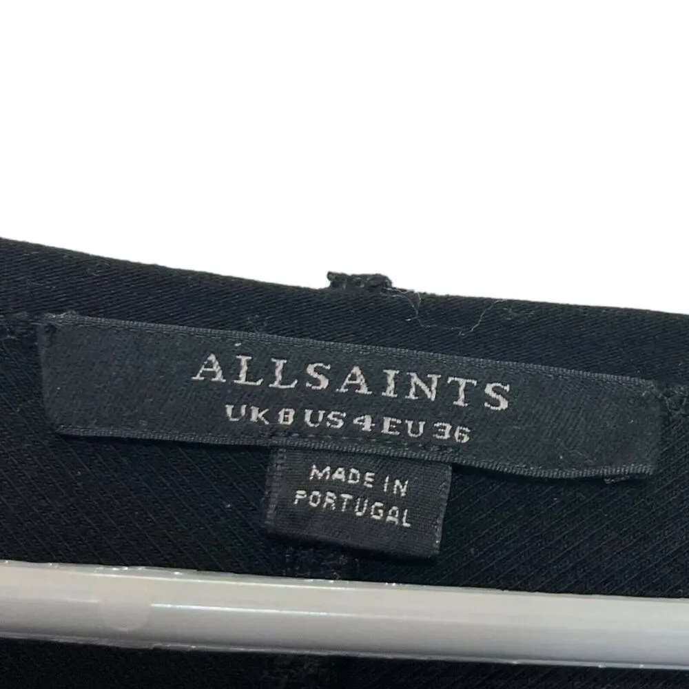 AllSaints Jamie Long Sleeve Bodysuit Black Top Stretch Minimalist Womens Size 4 - Image 10