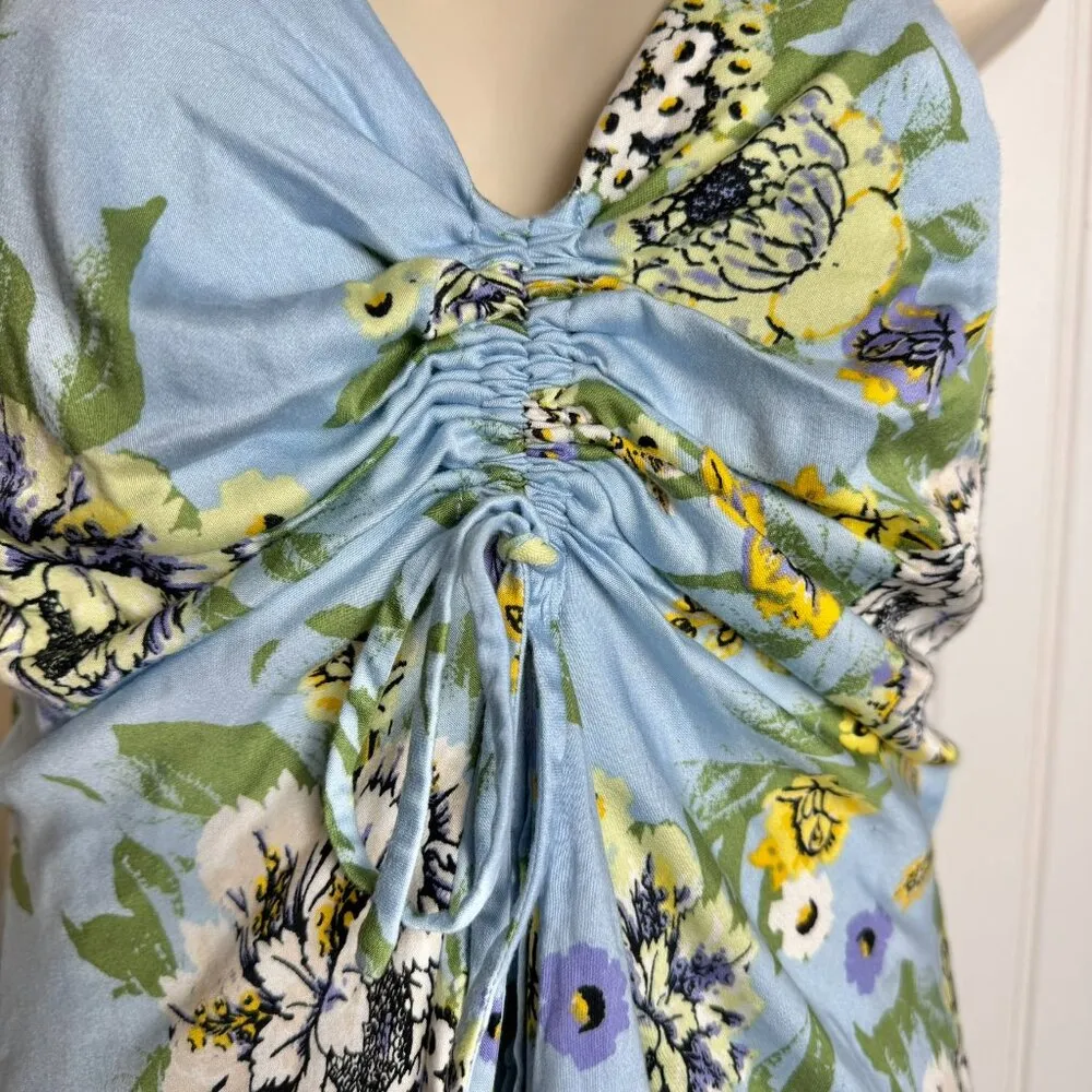 Free People Happy Heart blue floral sundress mini dress size XS H40 - Image 5