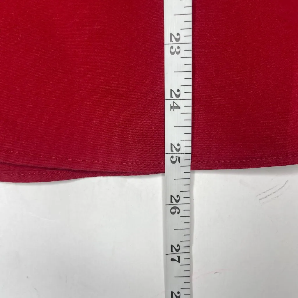 New York & Company Red Ruched Waist Button Down Shirt Size 18 - Image 7