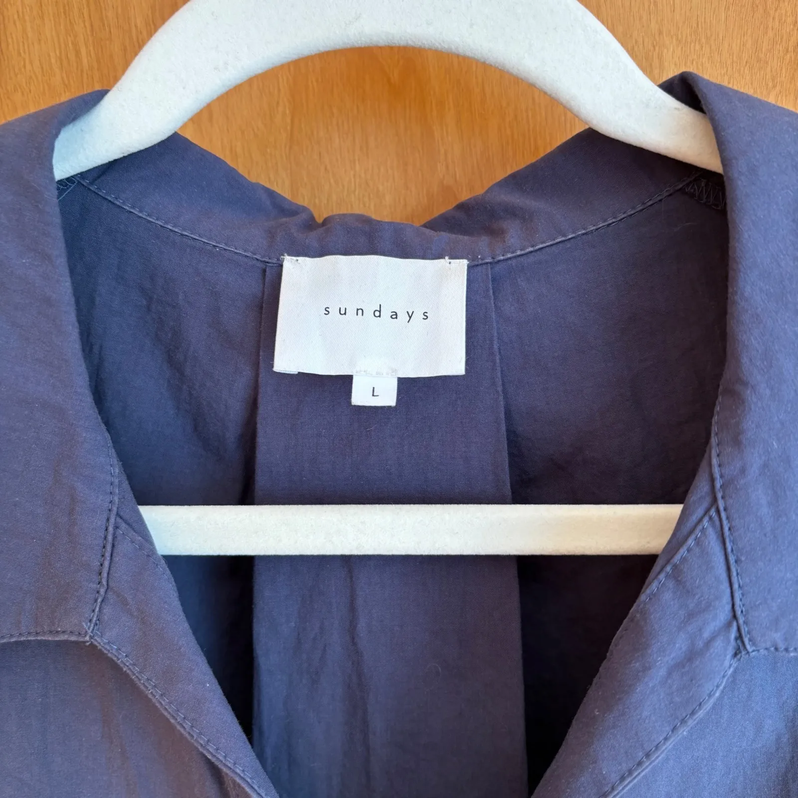 Sundays Navy Blue Sleeveless Collared Button Front Shirt Top Women's Size L - Image 2