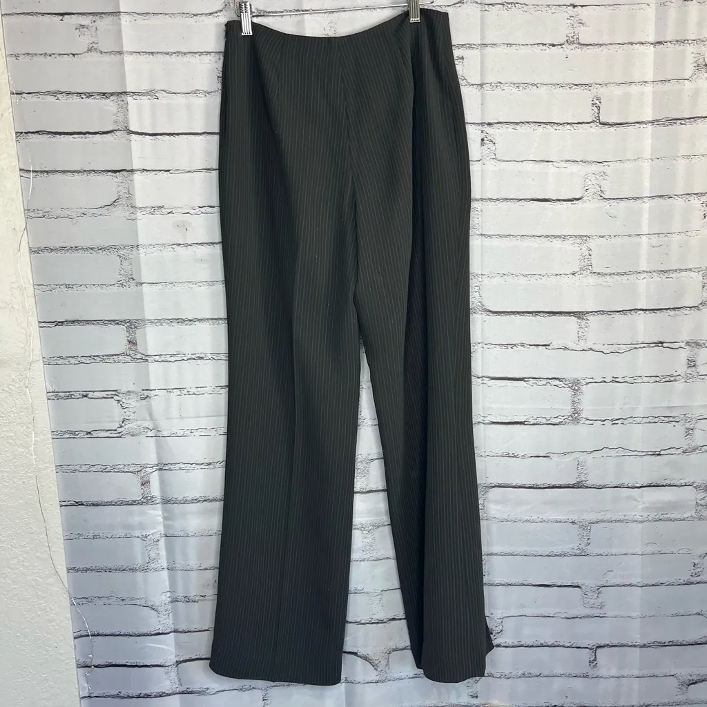 Jones New York Black Pinstripe Wide-Leg Pants Size 6 Office Preppy Classic Y2K - Image 11