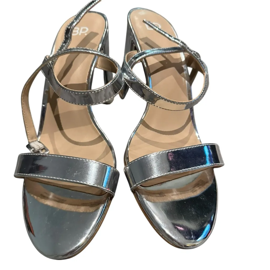 BP  Silver Block Heel Heels with Ankle Strap - Image 5