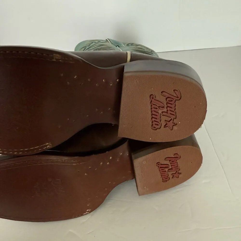 TONY LAMA Rowena 11”‎ Women’s 6B Brown Turquoise Leather Western Boot USA SA2101 - Image 8