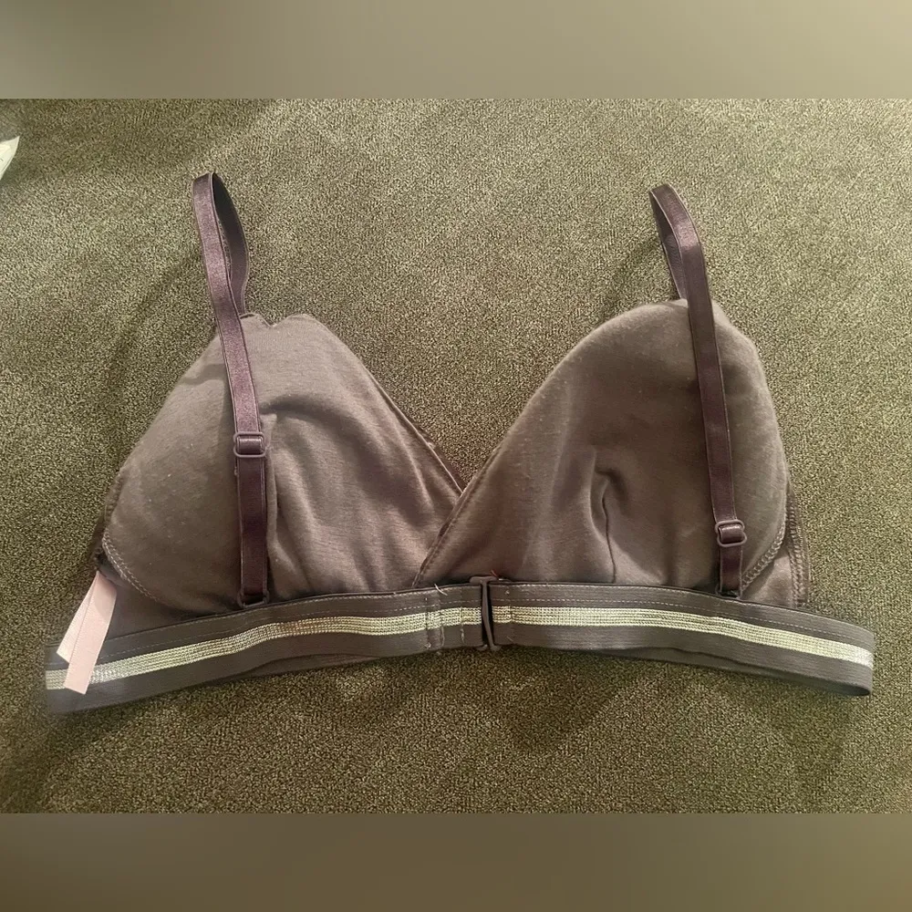 Purple Velvet Triangle Bra with Removable Pads Size XL - Image 2