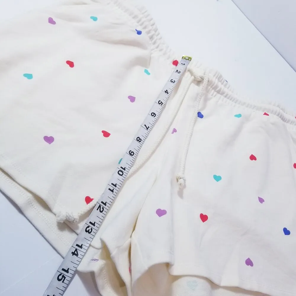 WildFox Oatmeal Hearts Print Sweatshirt and Short Lounge Set Co-Ord Sets - Image 9