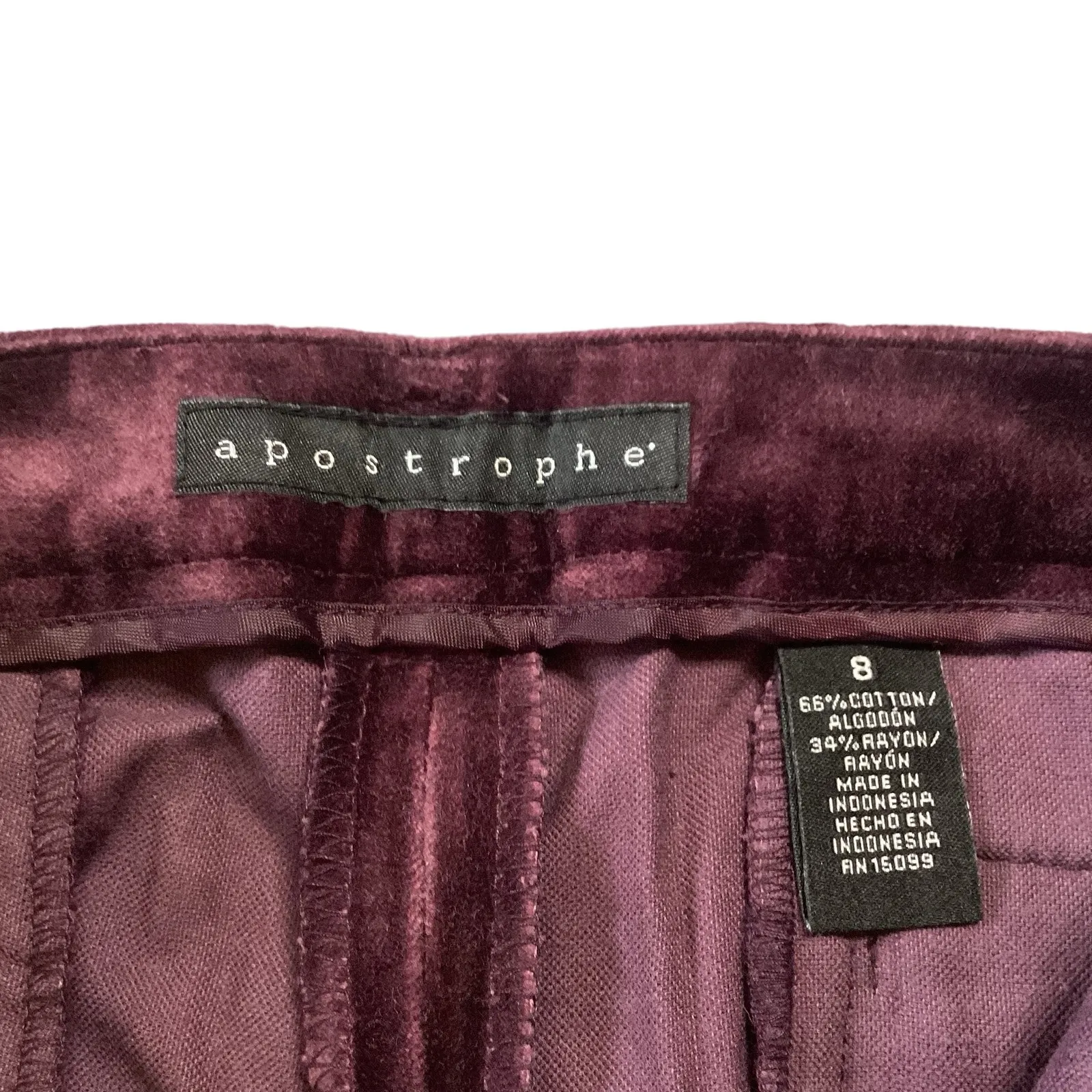 Apostrophe Wine Red Velvet Pants - Image 3