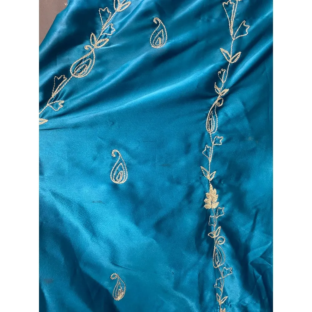 Soft Surroundings peacock teal Indian embroidered vintage medium  (b57) - Image 7