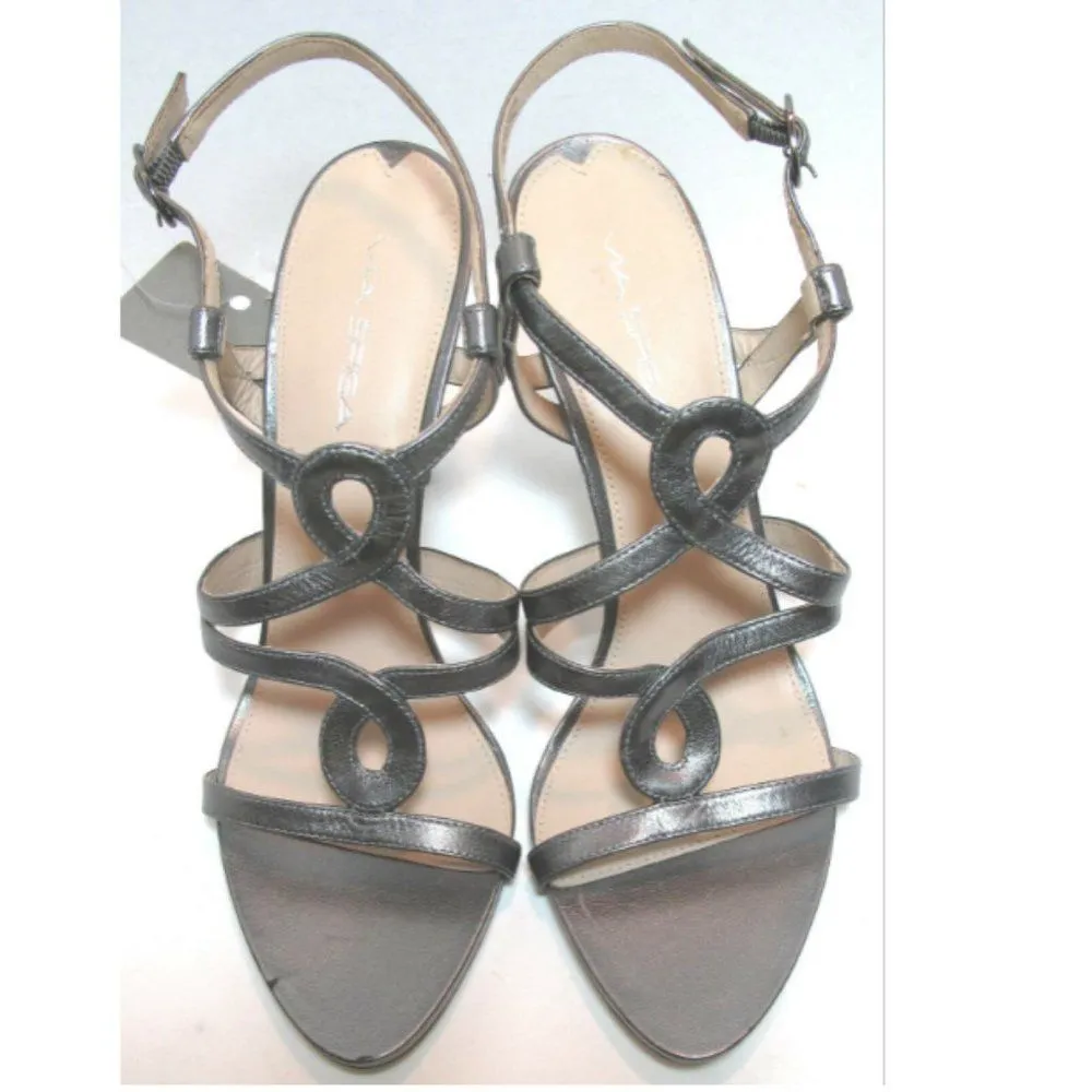 Via Spiga "Honour 2" Granite Leather Ankle Heels - Image 6