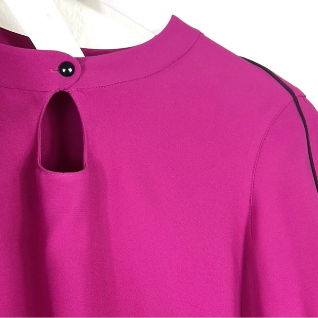 Akris Punto  Long-sleeve Keyhole Blouse in Pink size 10 EUC - Image 5