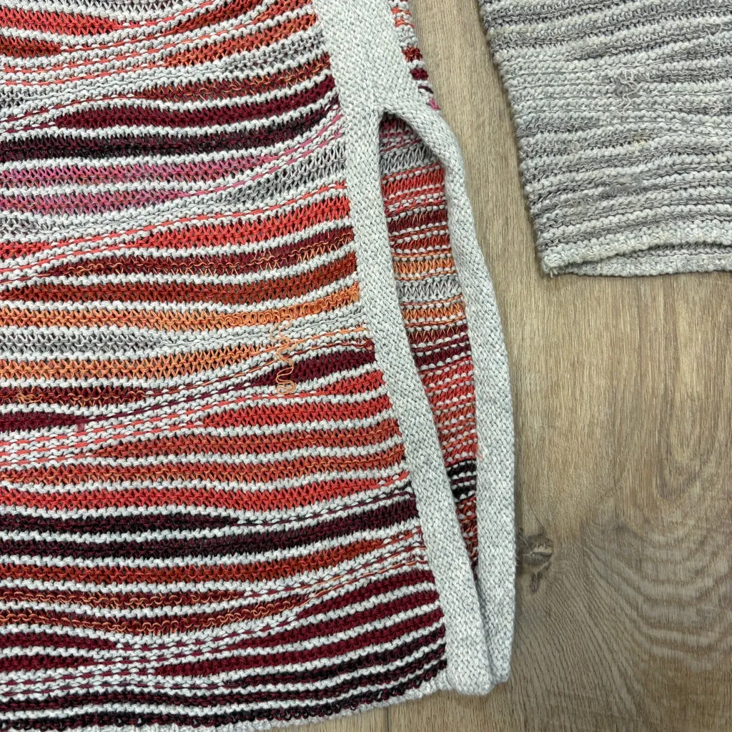 🌟NIC + ZOE🌟 STRIPED COTTON BLEND OPEN FRONT CARIDGAN CORAL MULTI SZ XL - Image 9