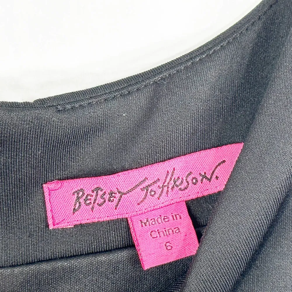 Betsey Johnson Size 6 Dress Sheath Black White Lace Mini Sleeveless Back Zip 517 - Image 7