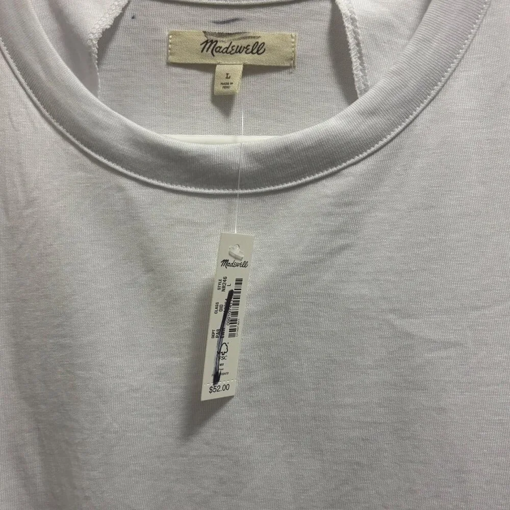 Madewell Womens Structured Muscle Tee Sleeveless White Cropped Tank Top Size L - Image 5