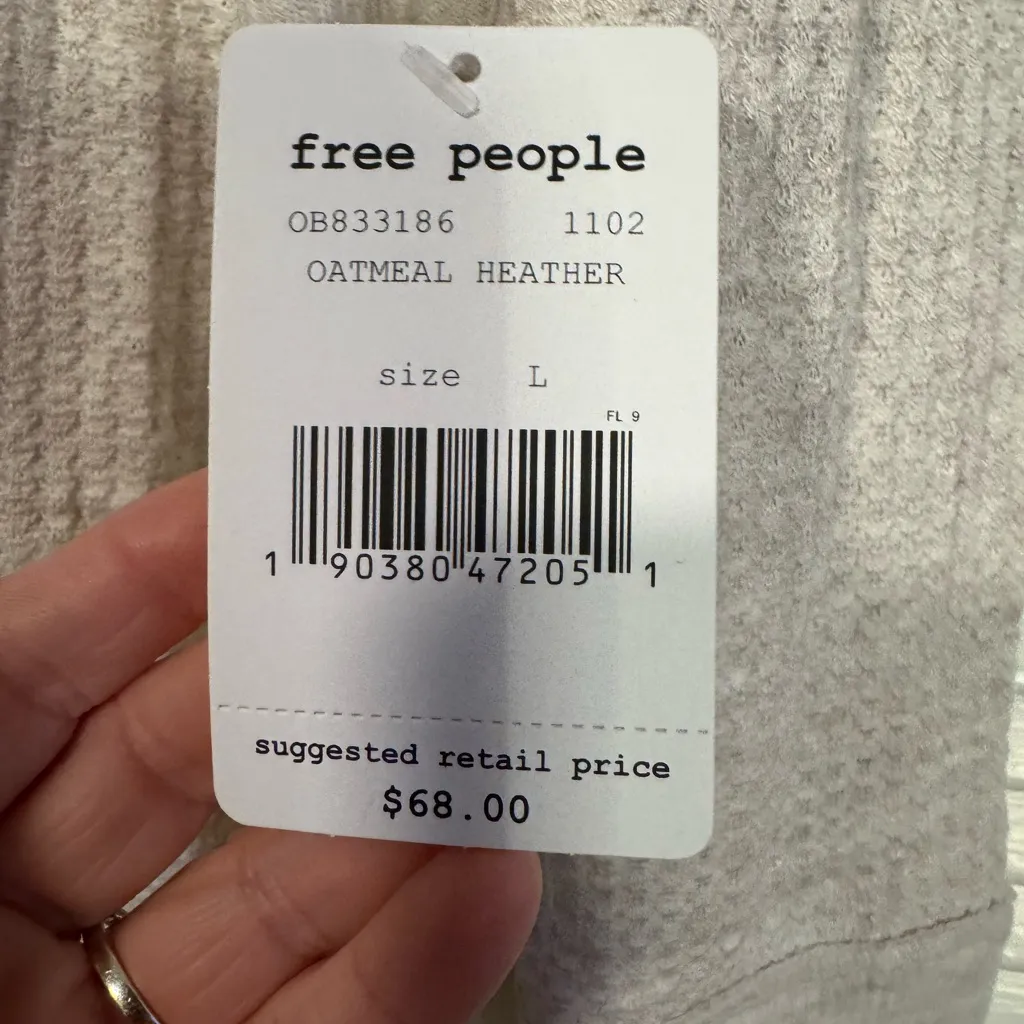 Free People thermal tunic Women's oatmeal color  Long Sleeve Top L NWT - Image 6